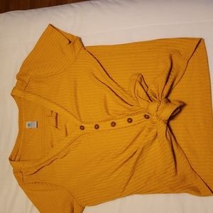 Aventura mustard tie shirt